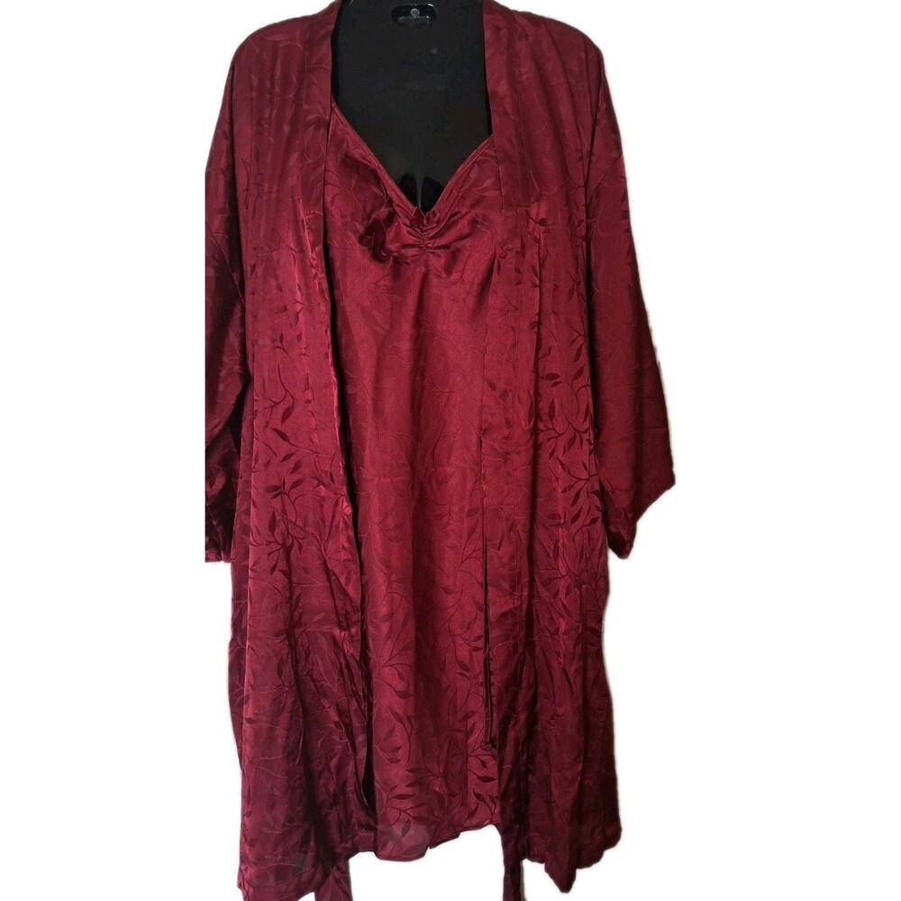 Sophia by Delicates Peignoir Slip Nightgown & Robe Set Sz Med/Large Red Wine New